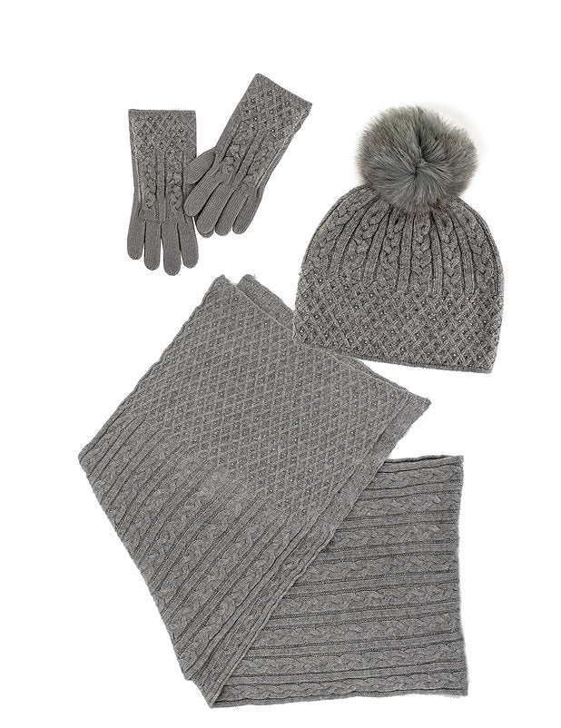 MM - CABLE KNIT SPARKLE GLOVE