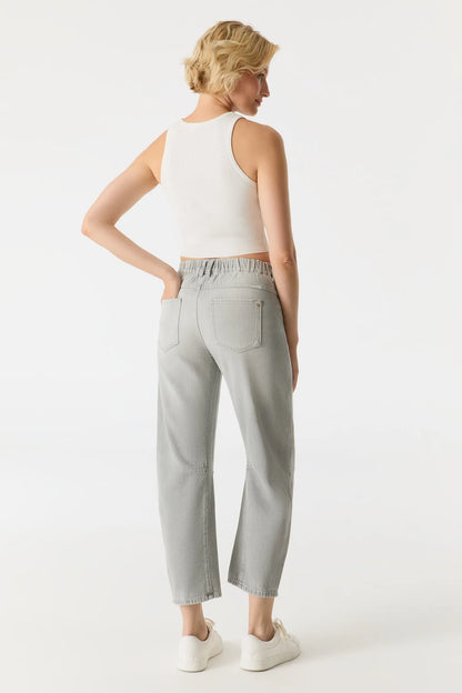 Cup of Jo Selena Slim Barrel Pant Light Grey - Detail View