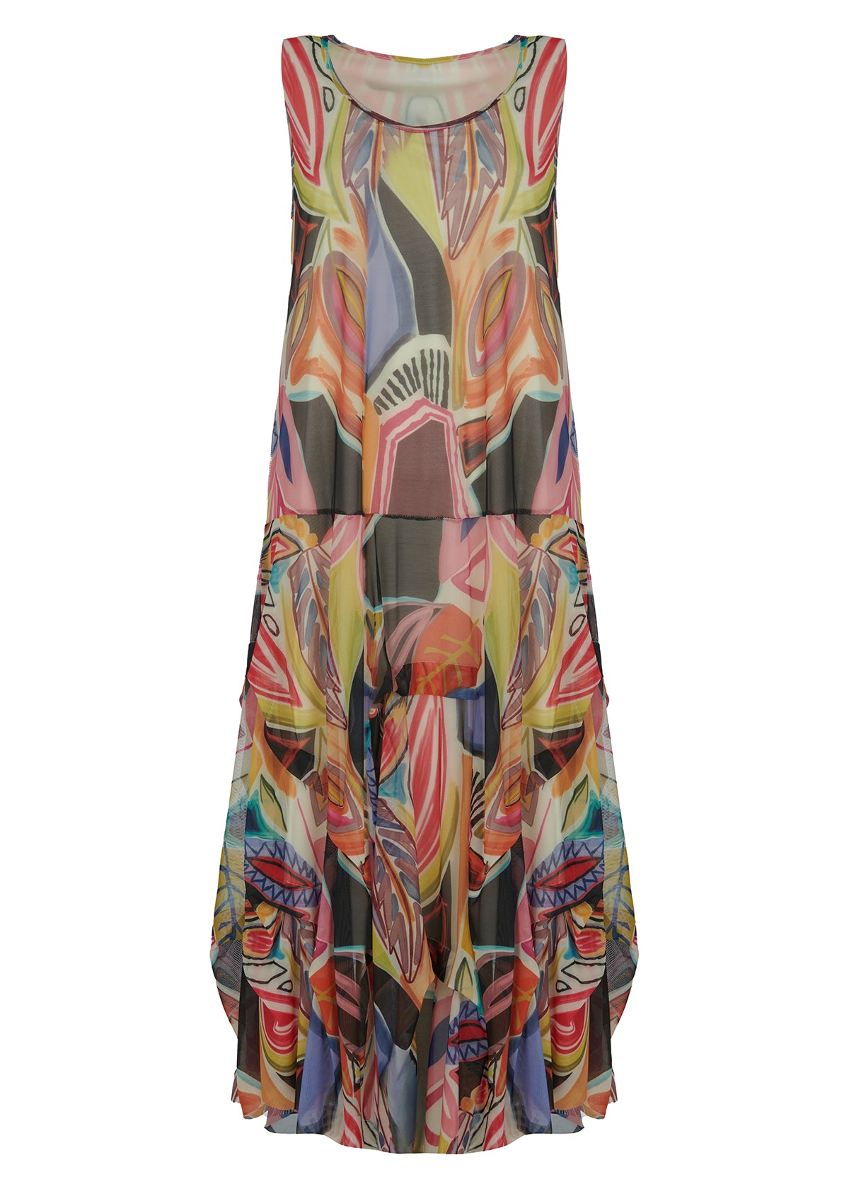 Colorful patterned dress on a white background