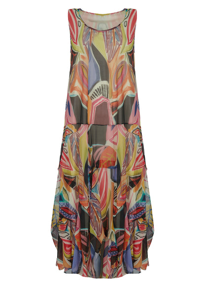 Colorful patterned dress on a white background