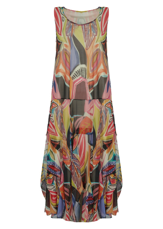 Colorful patterned dress on a white background