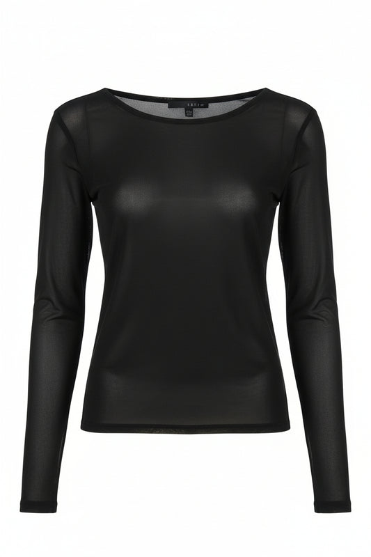 Long-sleeve mini mesh  top  on a white background