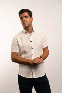 7 DOWNIE STREET - MENS SHORT SLEEVE LINEN SHIRT