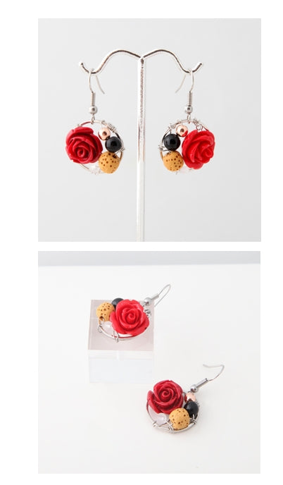 FRIDA KHALO RED ROSE EARRINGS