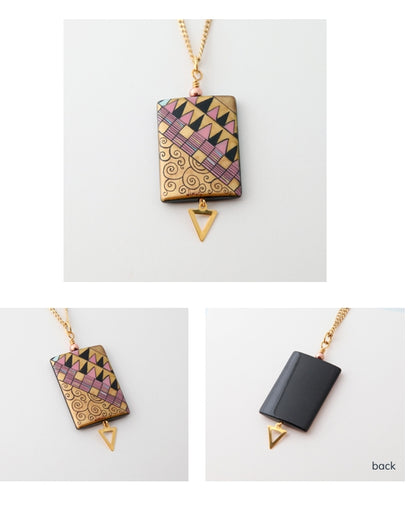 Klimt Painted Onyx Geometric Necklace - Suttles & Seawinds
