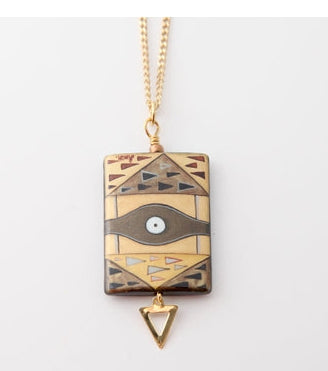 Klimt Painted Onyx Eye Necklace - Suttles & Seawinds