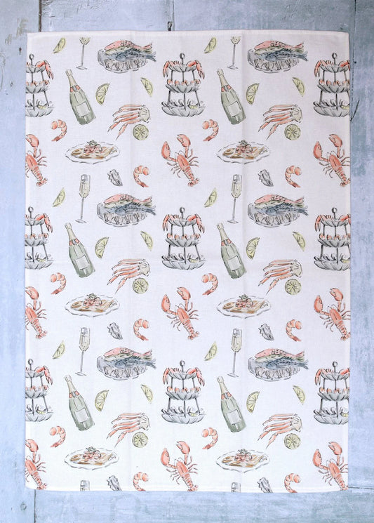 Fruits de Mer et Champagne - Cotton Tea Towel - Suttles & Seawinds