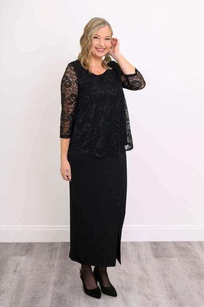 Ellen 3/4 Sleeve Top in Black