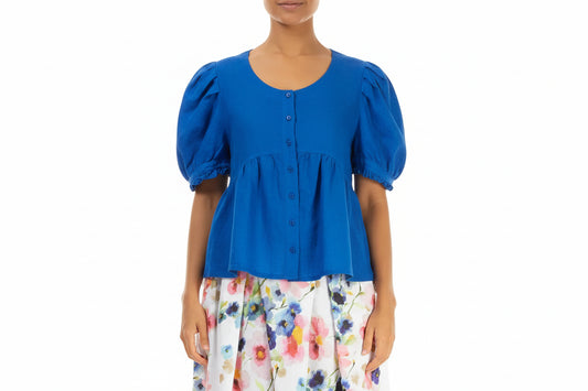 Puff Sleeve Linen Top