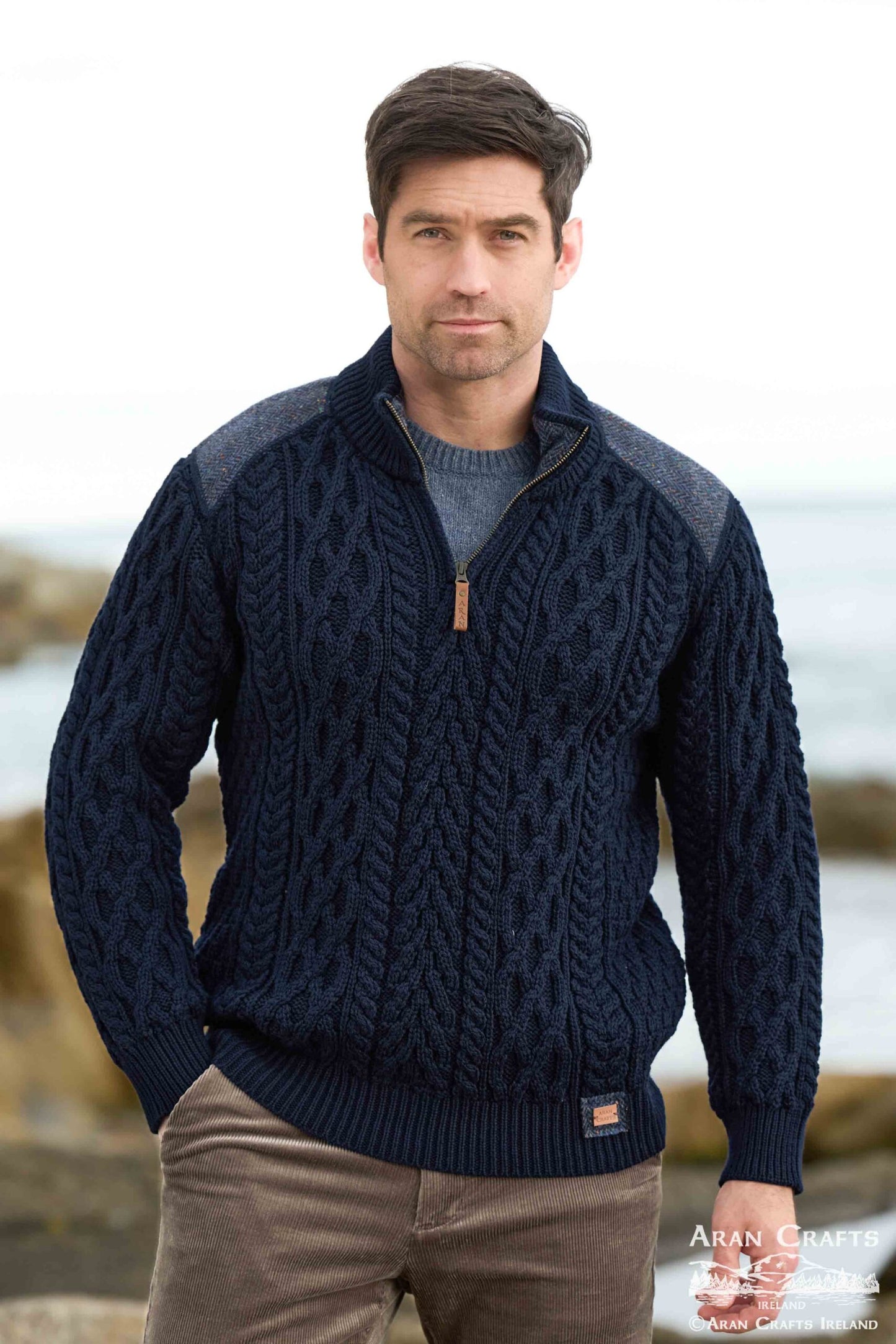 Curracloe herringbone patch  Half Zip - Suttles & Seawinds
