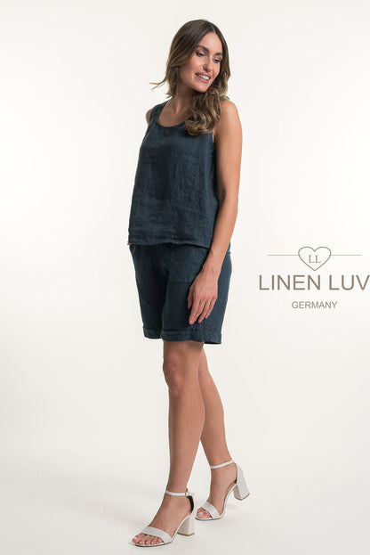 French Linen Relaxed Fit Button Back Top - Suttles & Seawinds