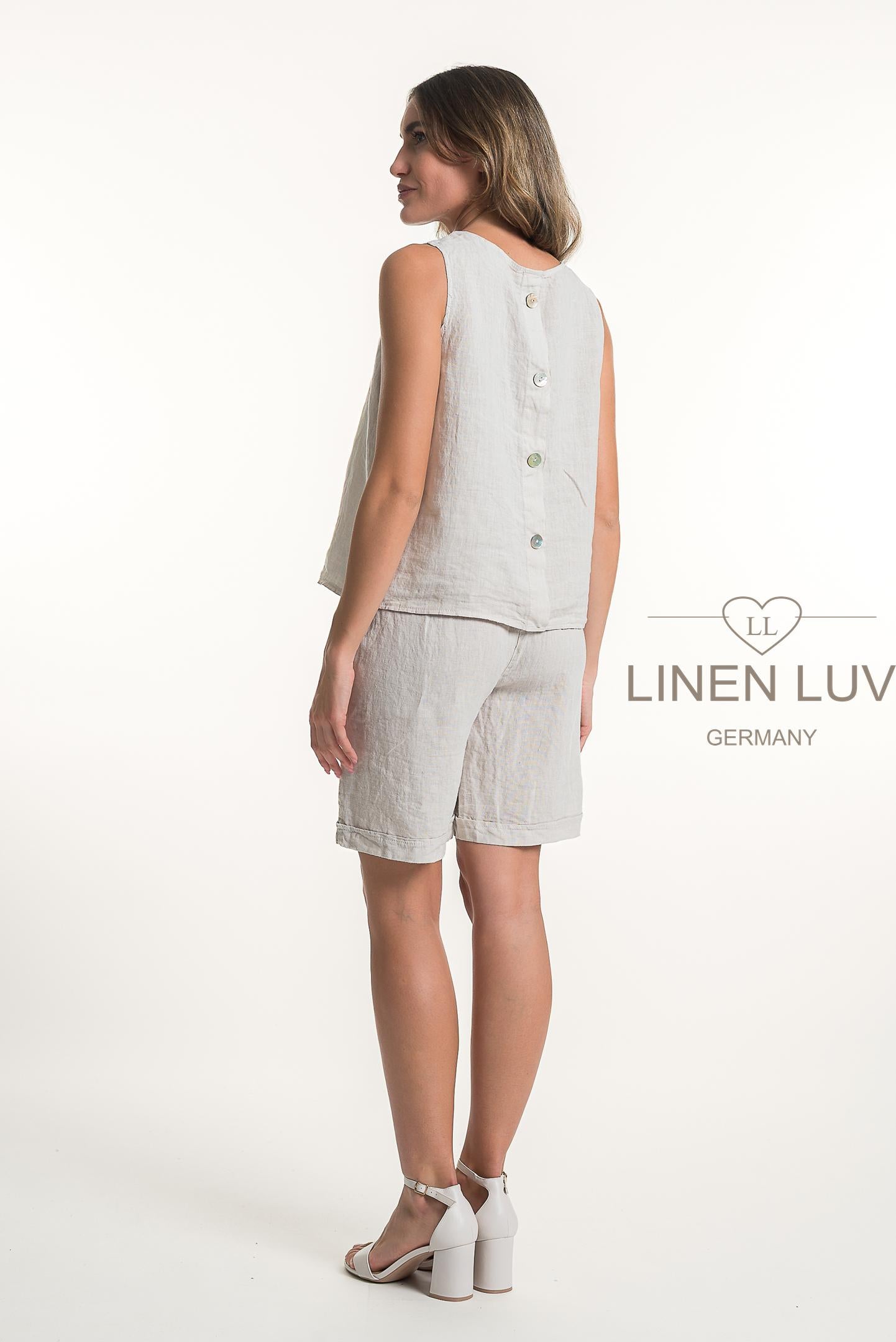 French Linen Relaxed Fit Button Back Top - Suttles & Seawinds