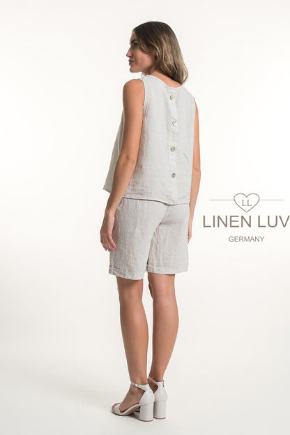 French Linen Relaxed Fit Button Back Top - Suttles & Seawinds
