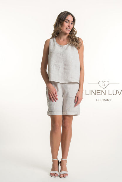French Linen Relaxed Fit Button Back Top - Suttles & Seawinds