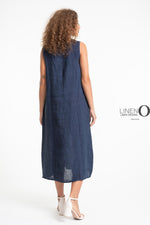 Load image into Gallery viewer, LINEN O - COWL NECK DRESS
