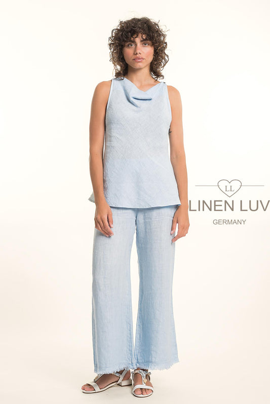 French Linen Sleeveless Cowl Top - Suttles & Seawinds