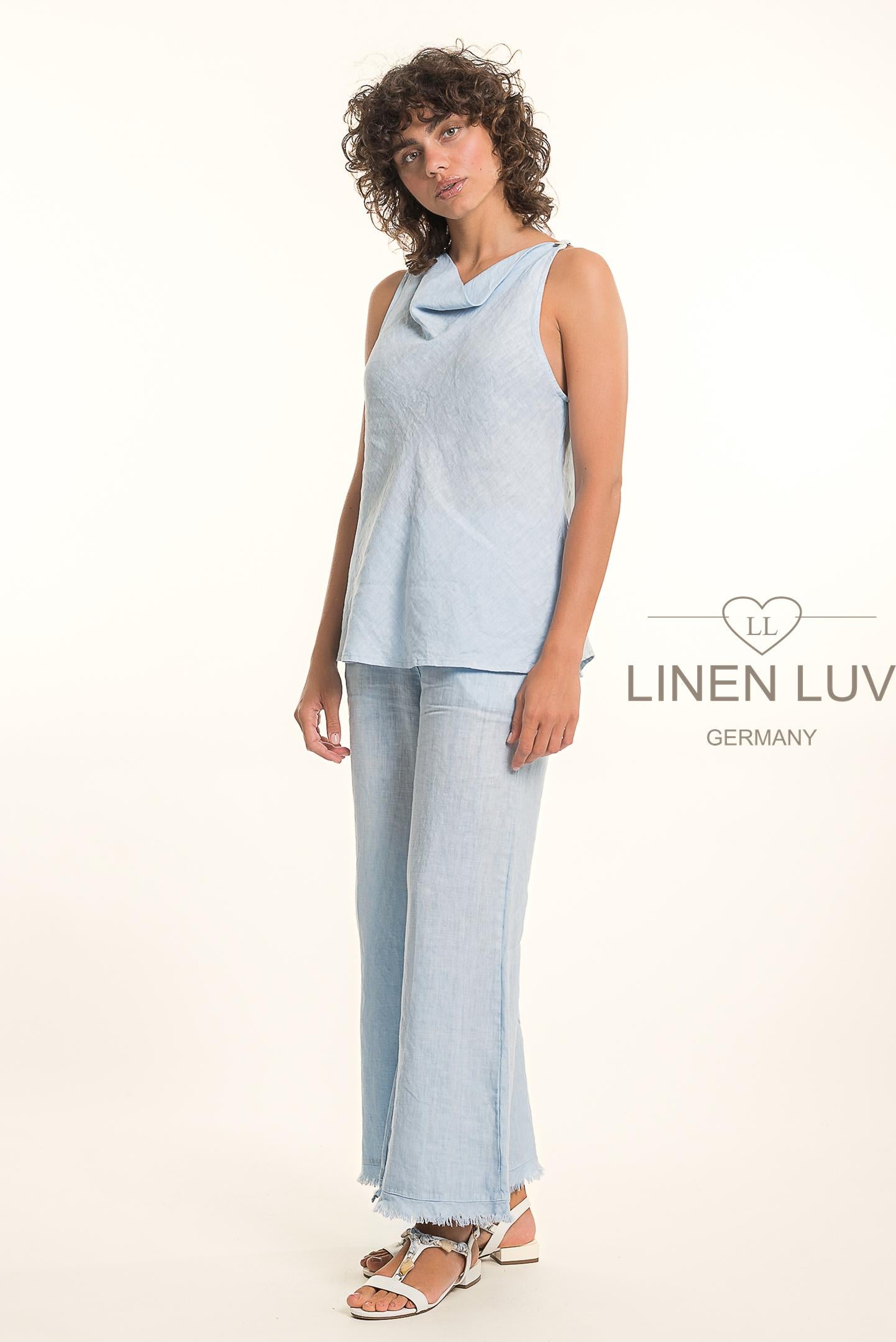 French Linen Sleeveless Cowl Top - Suttles & Seawinds