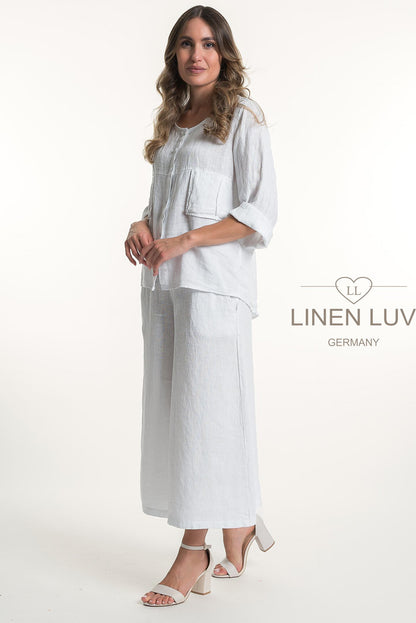 French Linen Button Front Relaxed  Blouse - Suttles & Seawinds