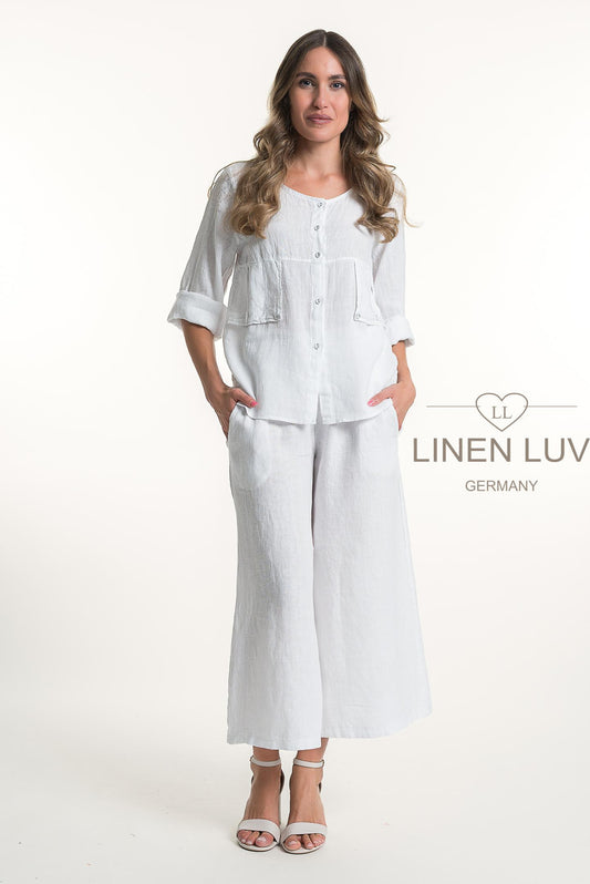 French Linen Button Front Relaxed  Blouse - Suttles & Seawinds