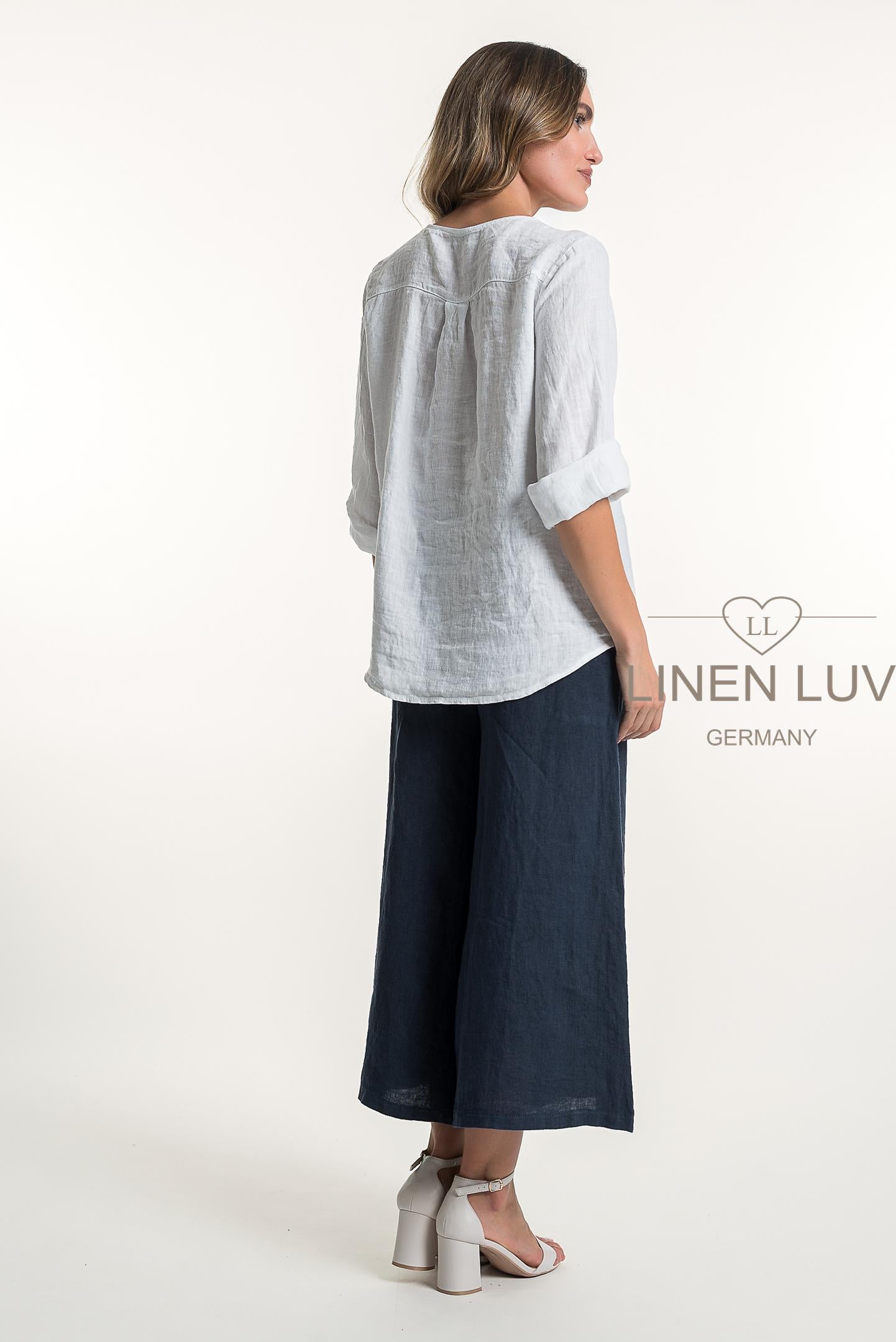 French Linen Button Front Relaxed  Blouse - Suttles & Seawinds