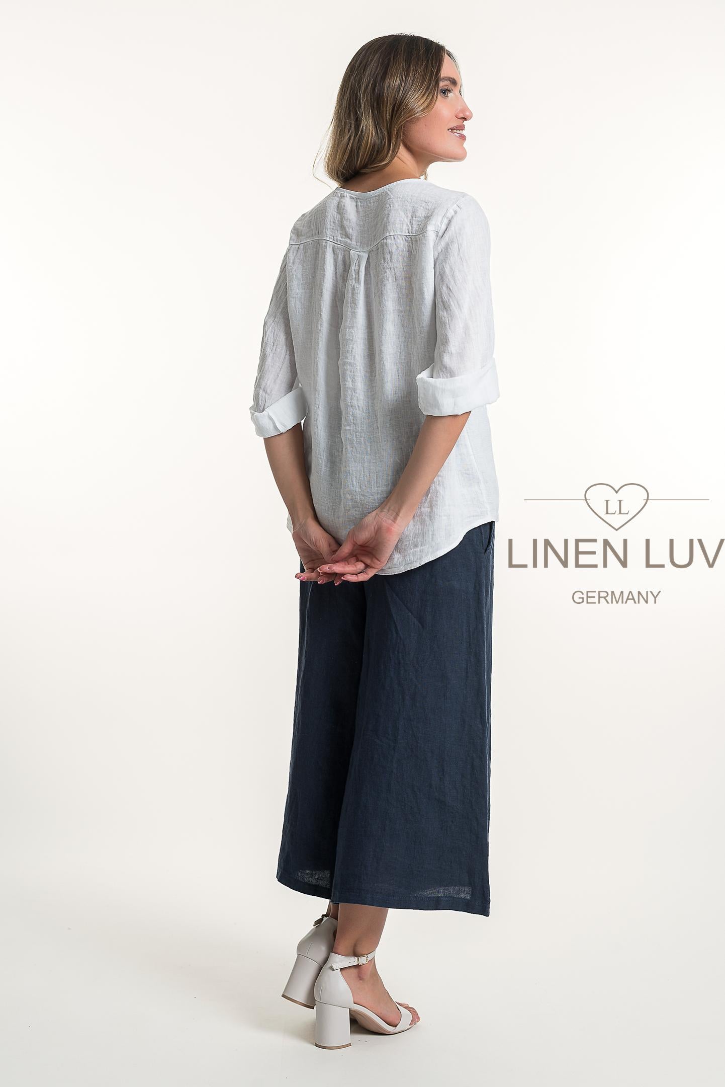 French Linen Button Front Relaxed  Blouse - Suttles & Seawinds