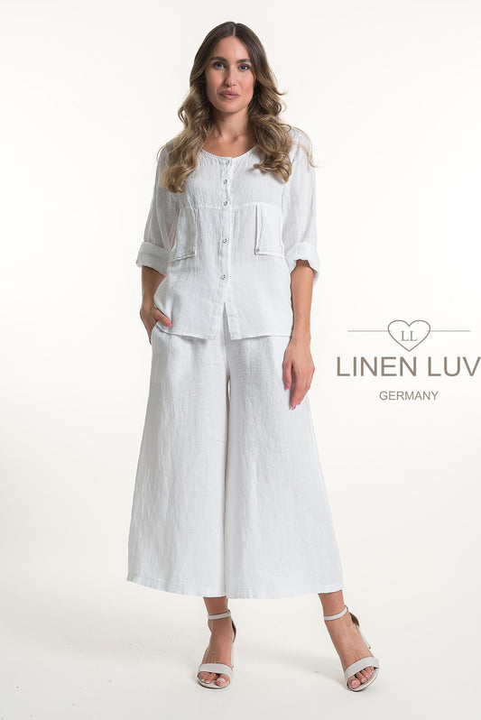 French Linen Button Front Relaxed  Blouse - Suttles & Seawinds