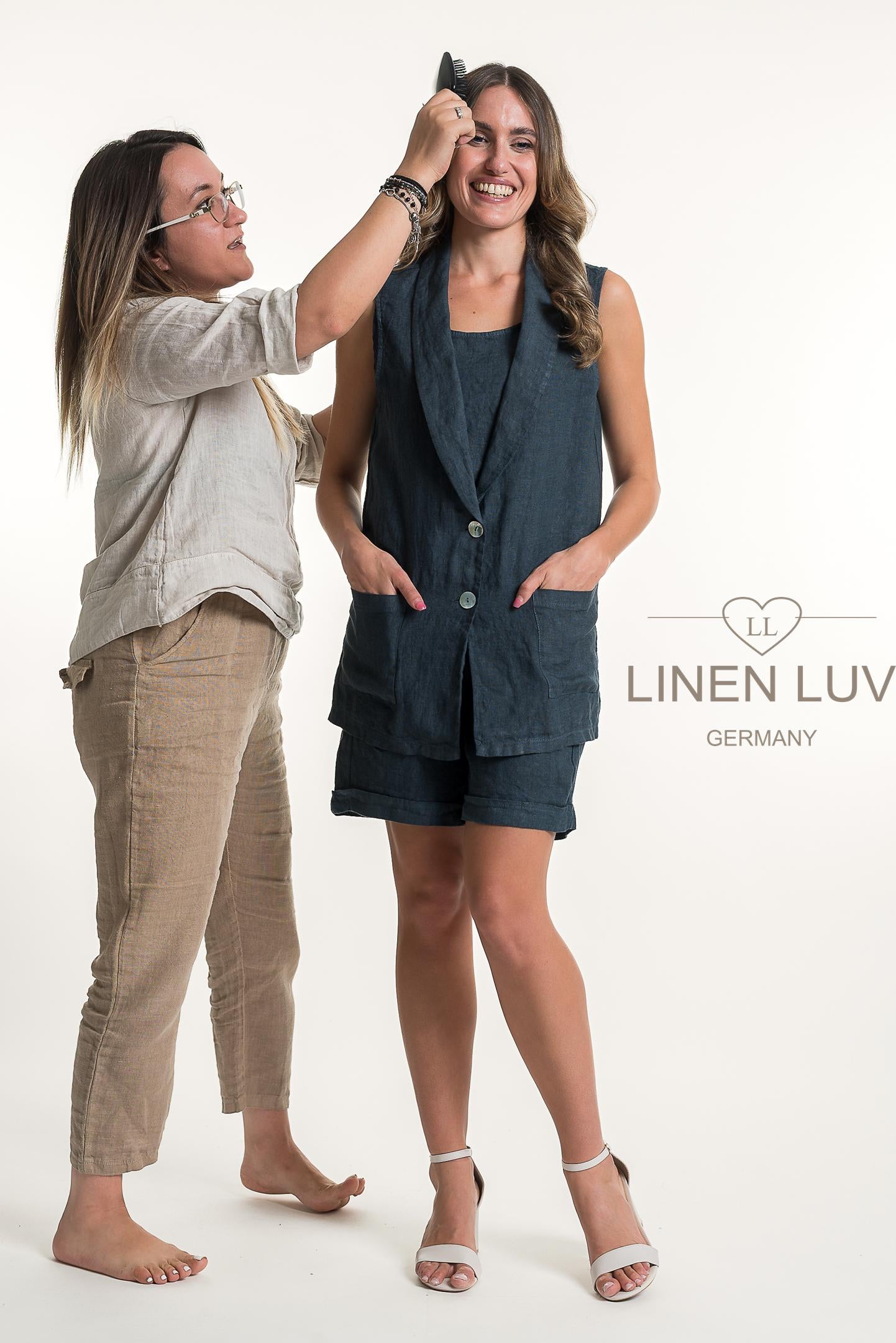 French Linen Button Front Longer Waistcoat - Suttles & Seawinds