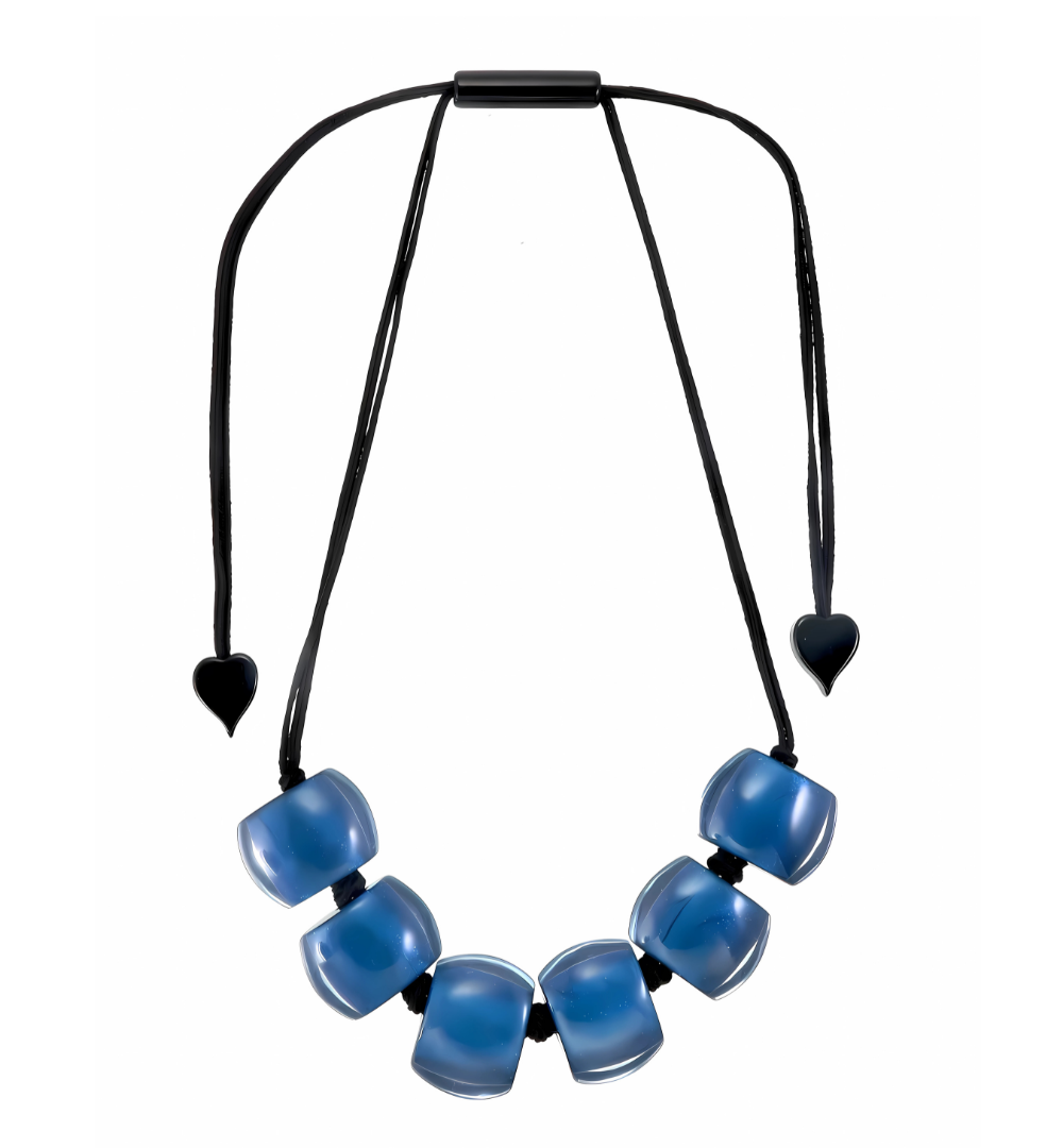 ZSISKA- BELISSIMA BEADS NECKLACE 6 BEADS SOLID BLUE