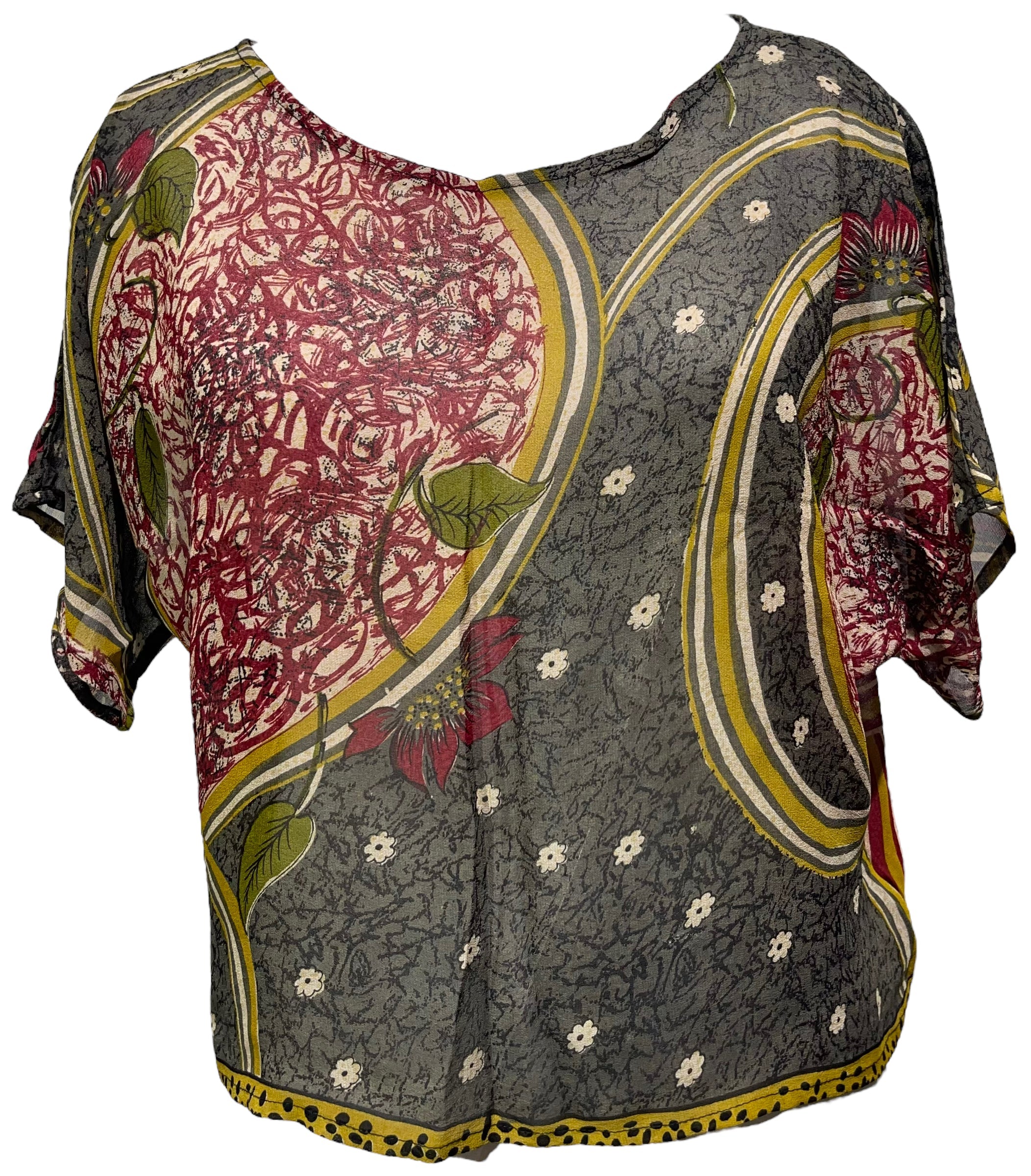 sariKNOTsari  PRG4593 Sheer Avatar Pure Silk Boxy Top