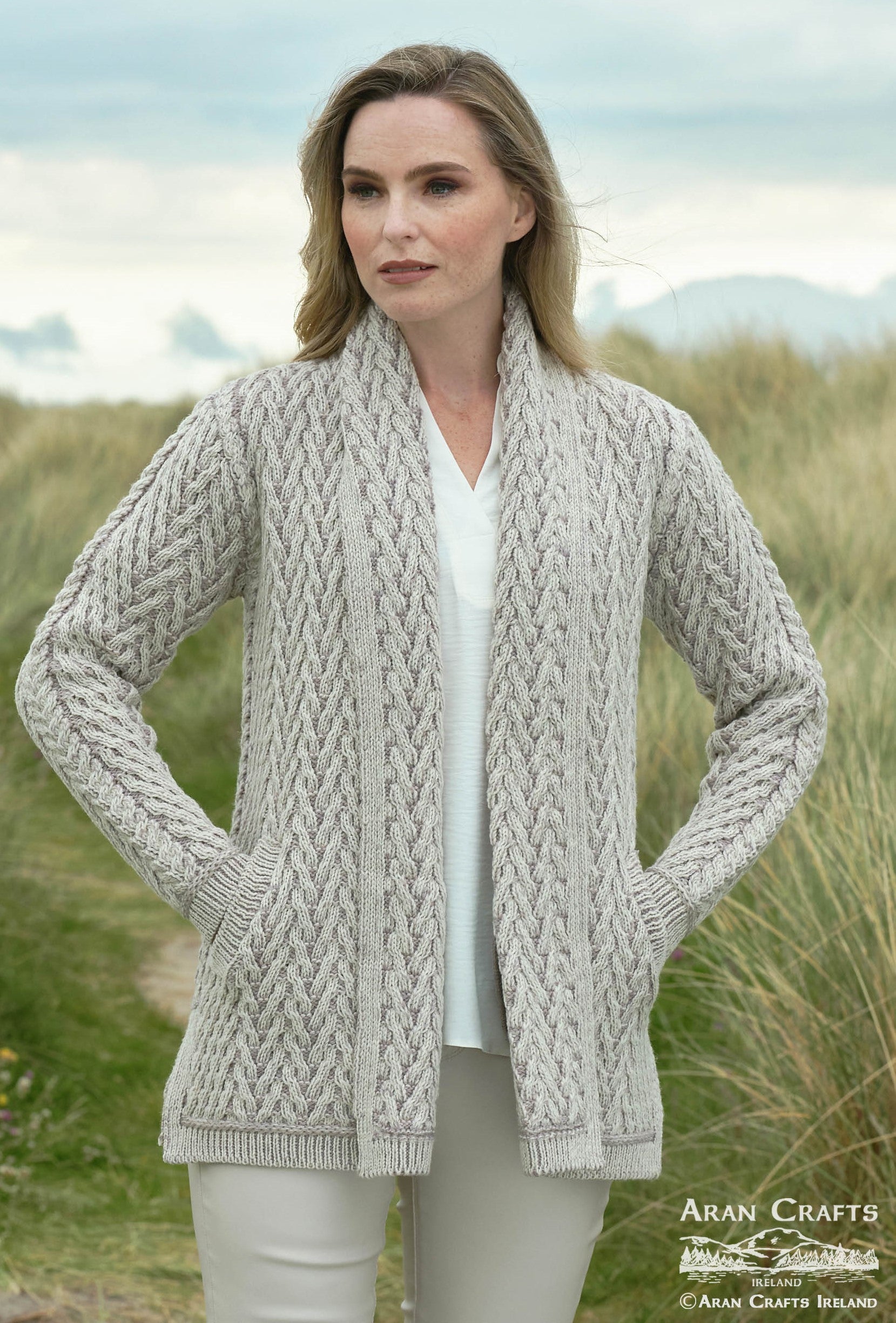 ARAN CRAFTS - HERRINGBONE CARDIGAN