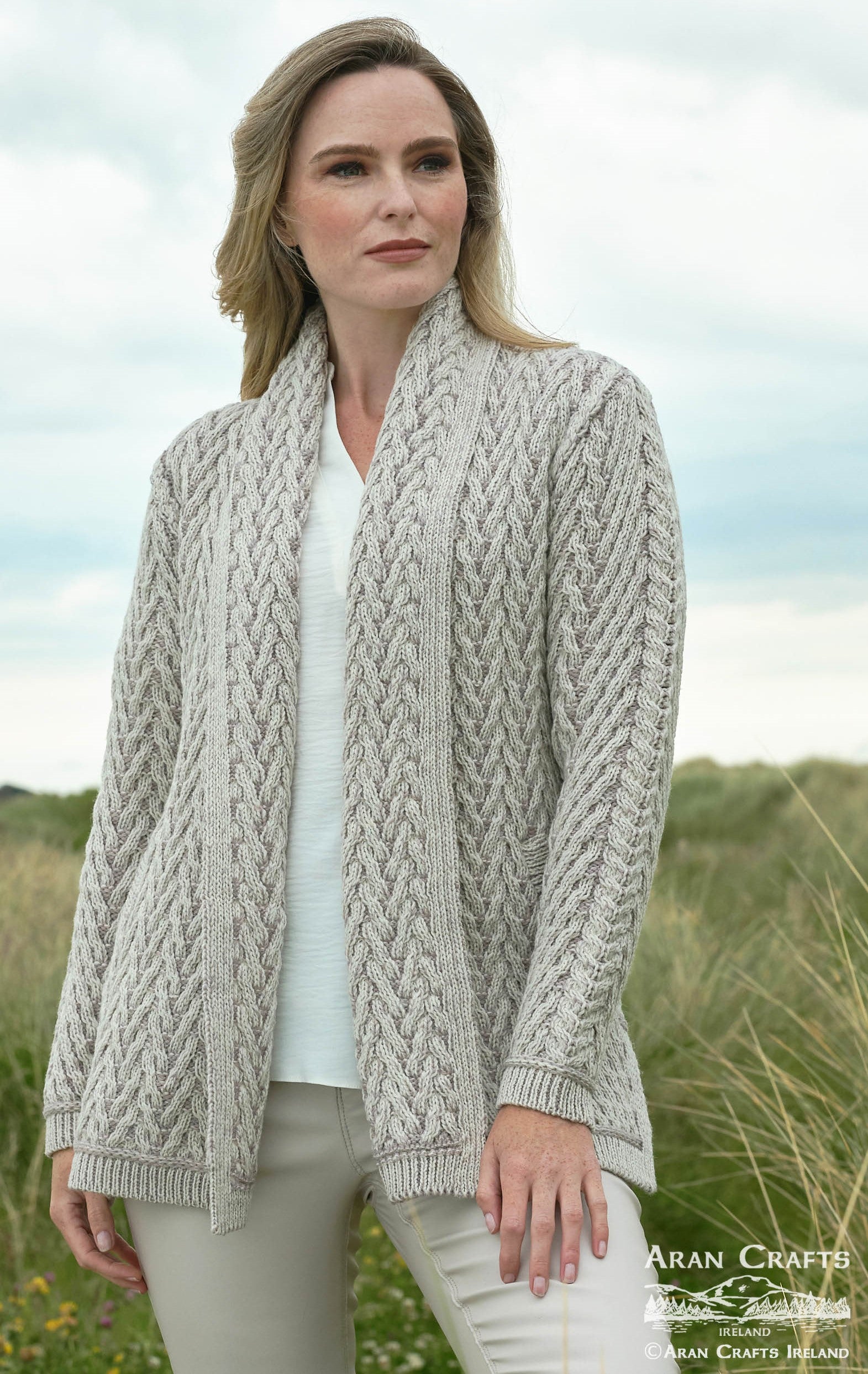 ARAN CRAFTS - HERRINGBONE CARDIGAN