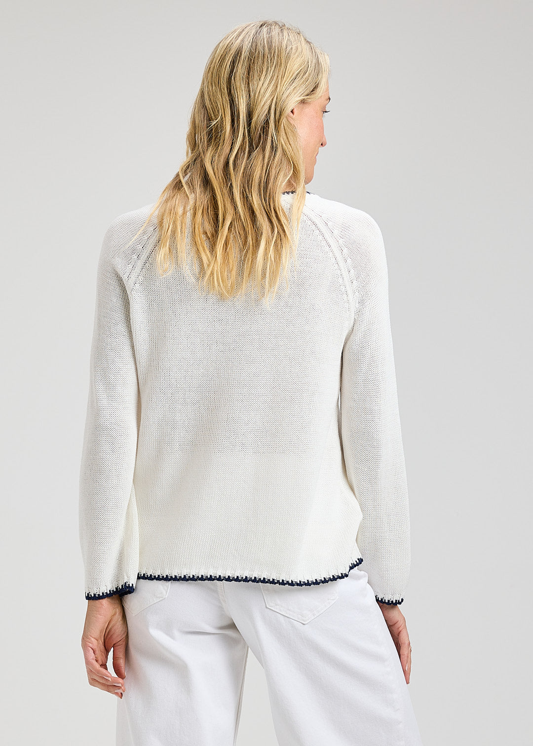 Cotton Long Sleeve Sweater With Patch Pockets