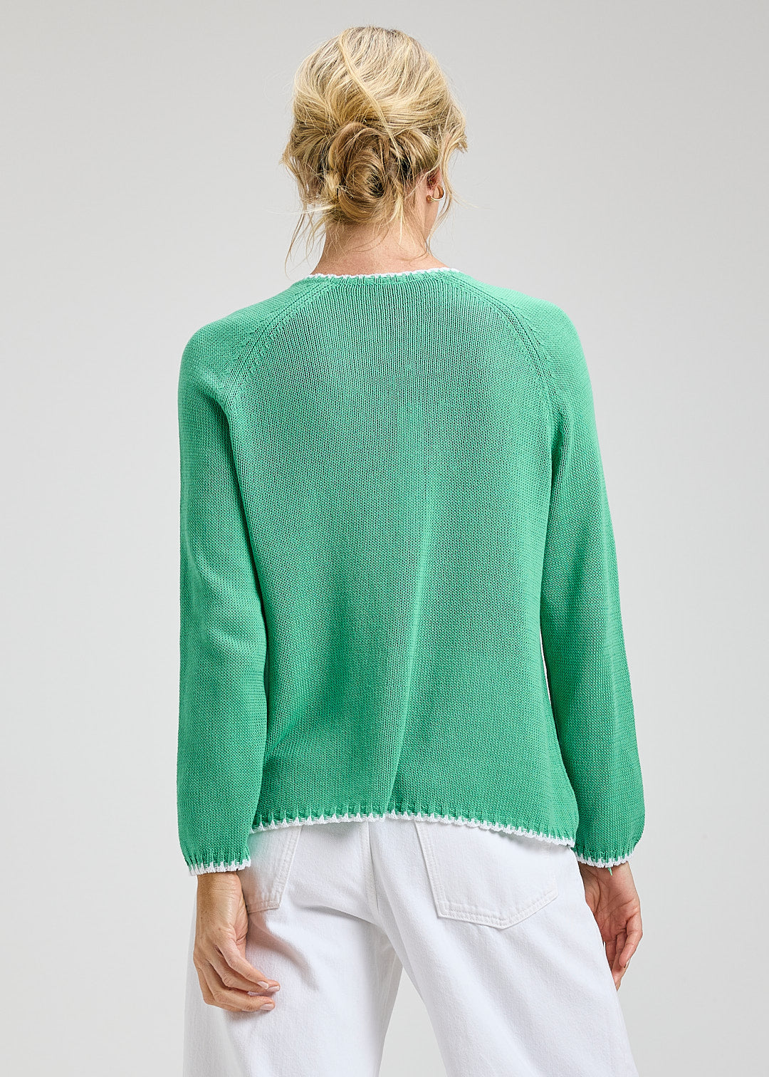 Cotton Long Sleeve Sweater With Patch Pockets