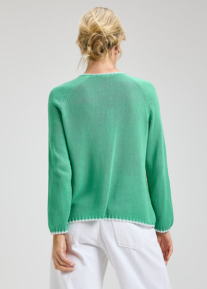 Cotton Long Sleeve Sweater With Patch Pockets - Suttles & Seawinds