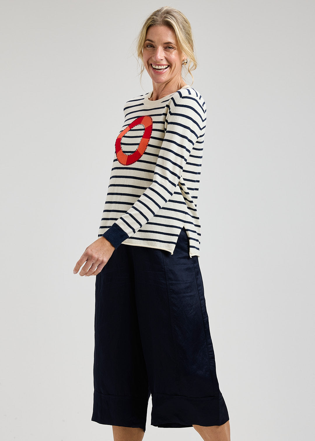 Stripe Lifebouy Navy/Cream Sweater