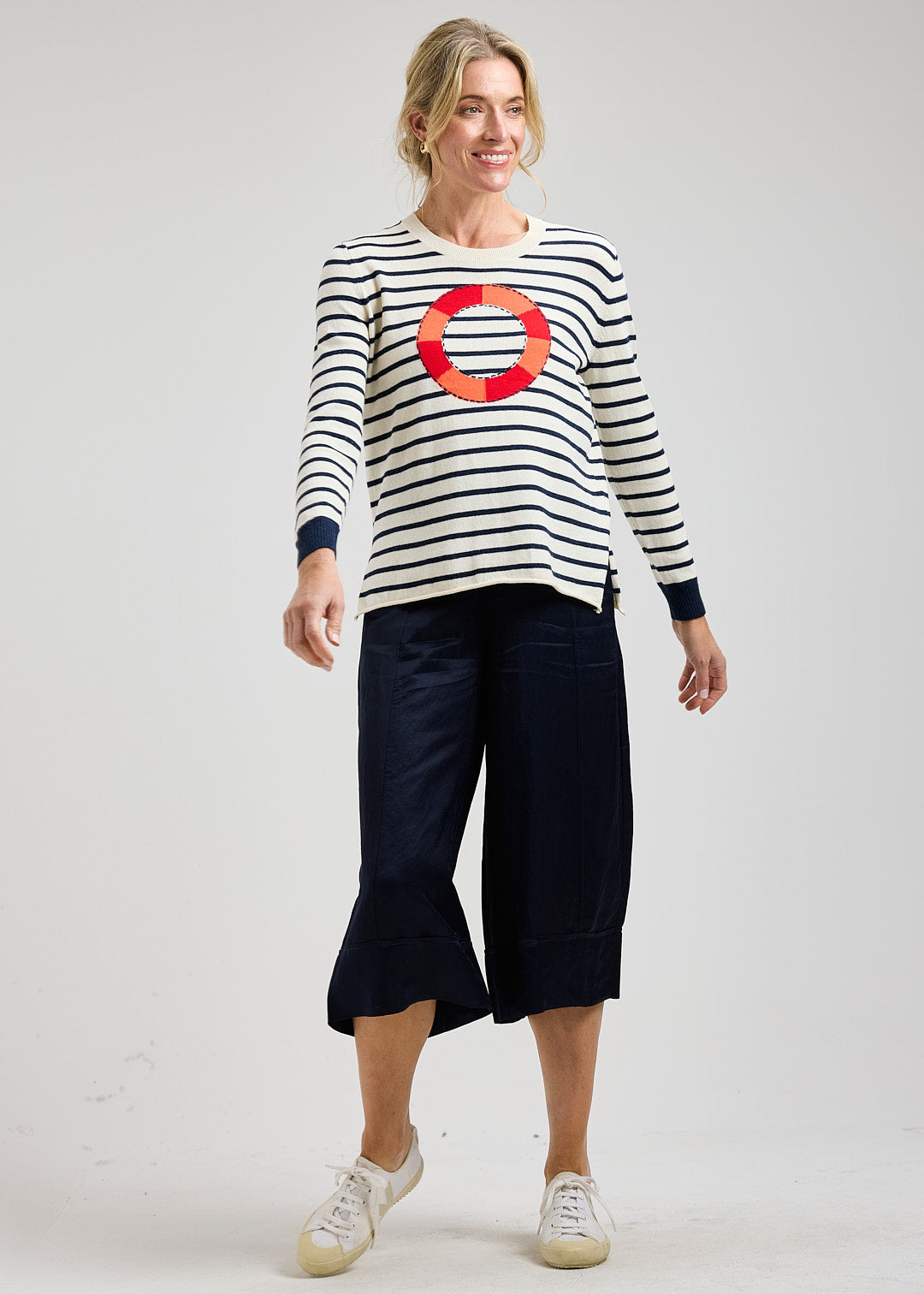 Stripe Lifebouy Navy/Cream Sweater
