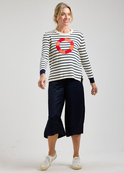 Stripe Lifebouy Navy/Cream Sweater - Suttles & Seawinds