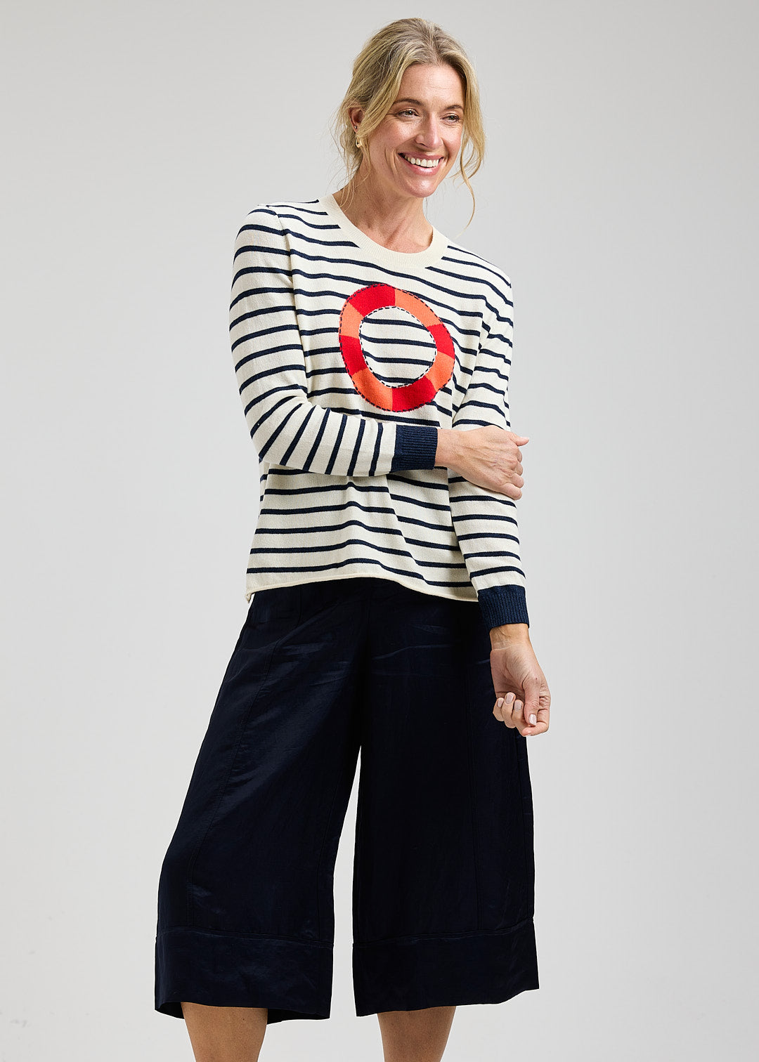 Stripe Lifebouy Navy/Cream Sweater