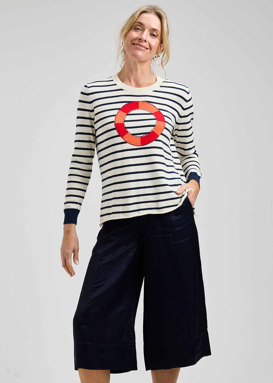 Stripe Lifebouy Navy/Cream Sweater