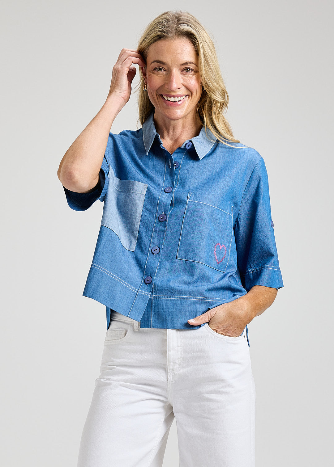 Cropped Denim Shirt