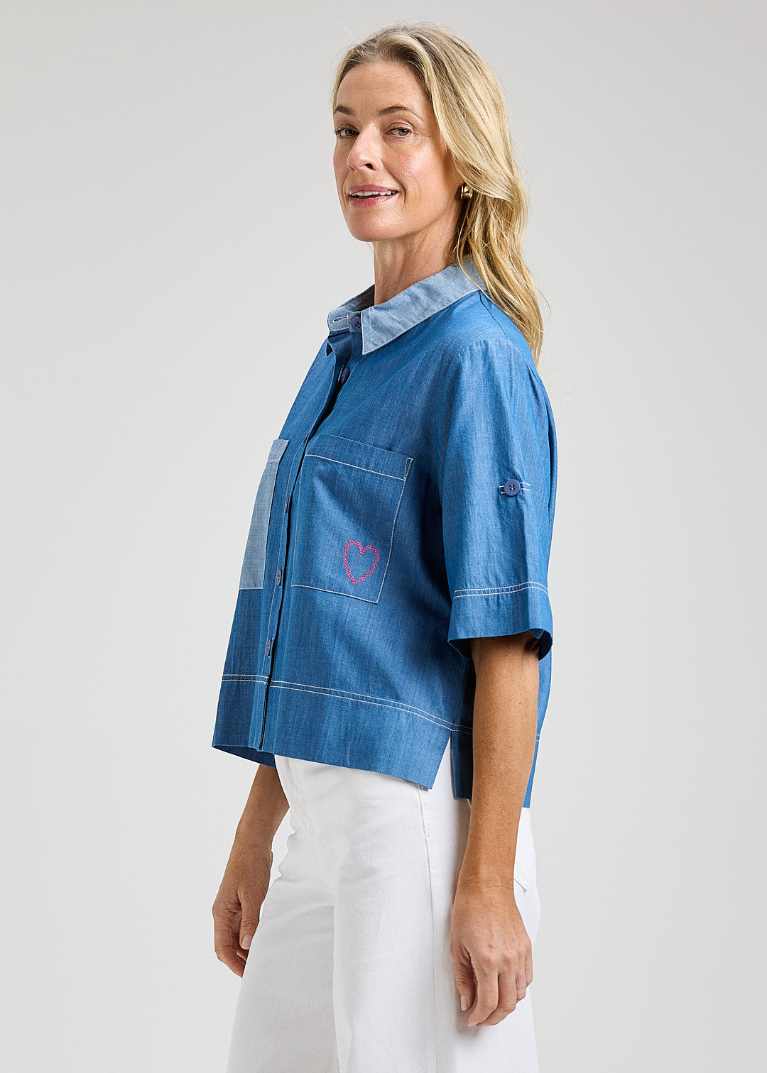 Cropped Denim Shirt
