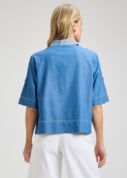 Cropped Denim Shirt - Suttles & Seawinds
