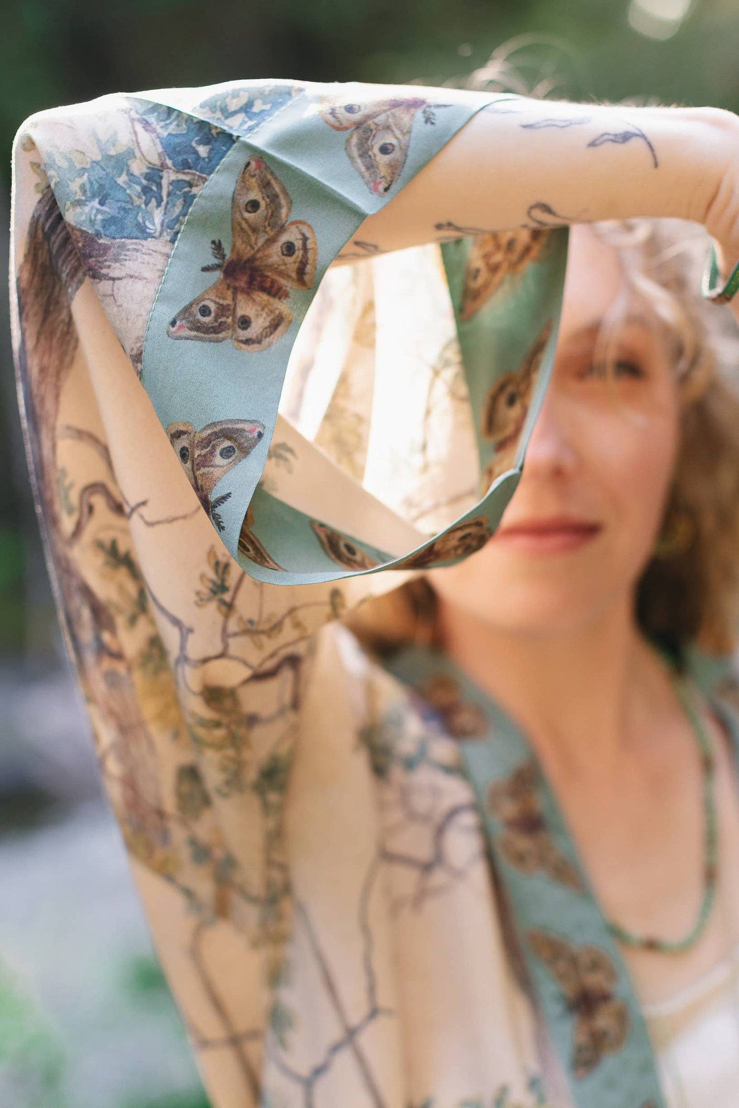 Earth & Sky Pixie Duster Cropped Kimono w/ Trees - Suttles & Seawinds