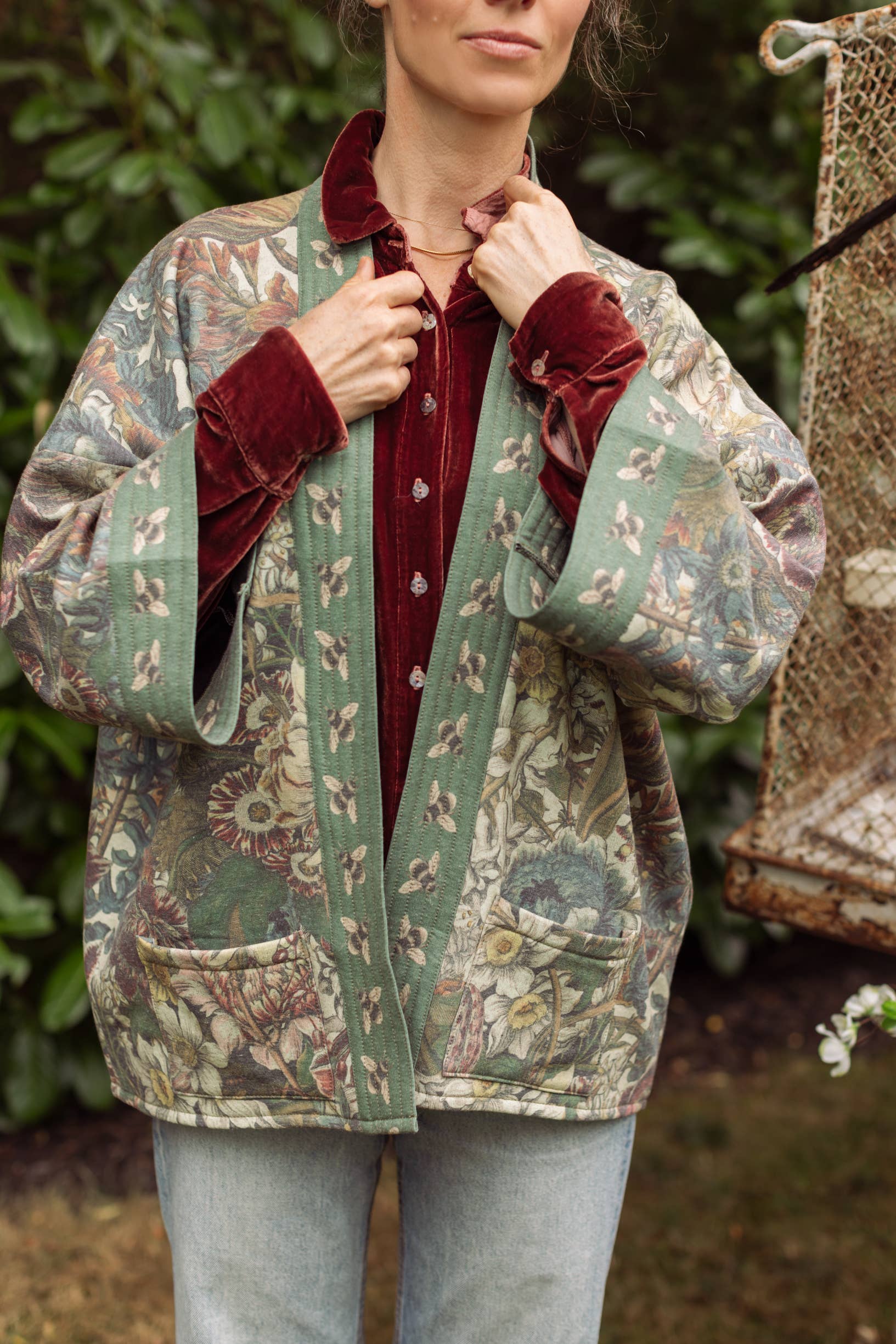 Love Grows Wild Fleece Cottage Cardigan Kimono Jacket - Suttles & Seawinds