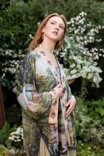 The Mythmaker Matinée Duster Kimono w/ landscape & unicorn - Suttles & Seawinds