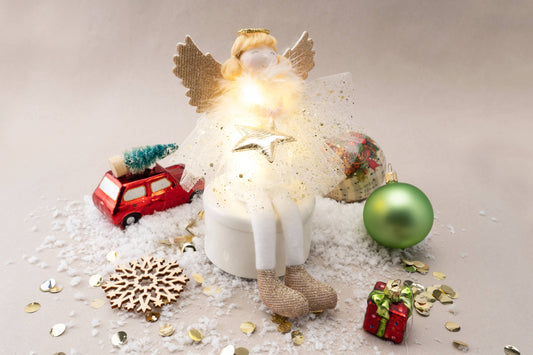 CGB Giftware - Christmas Gold Angel Light Up Shelf Sitter