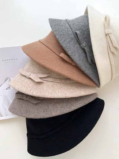Grey Wool Hat w/bow