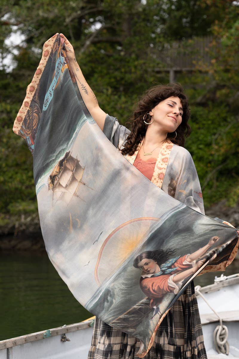Hold Fast Bohemian Floral Scarf with Sailboat - Suttles & Seawinds