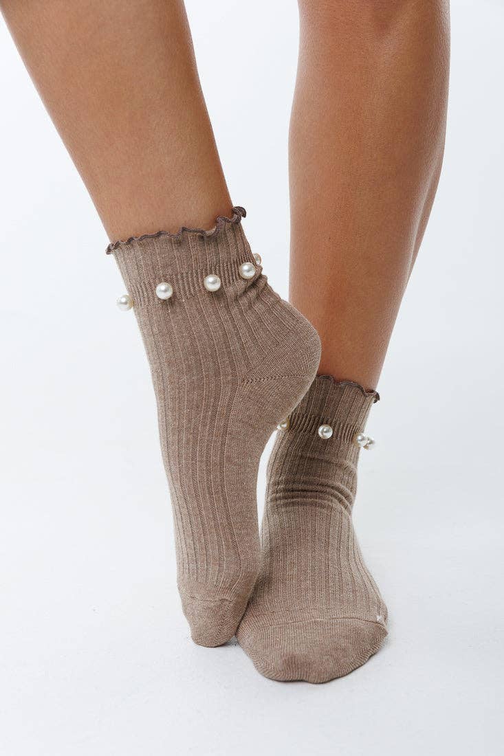 Frill Pearl Embellished socks - Suttles & Seawinds