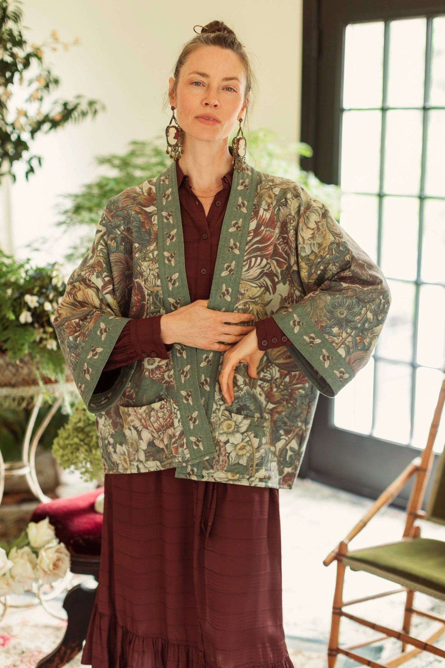 Love Grows Wild Fleece Cottage Cardigan Kimono Jacket - Suttles & Seawinds
